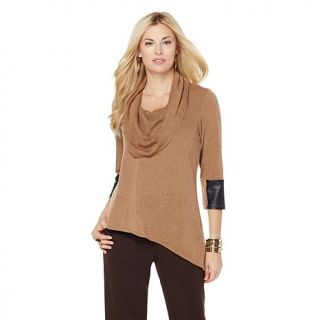 Slinky® Brand Angle Hem Tunic with Faux Leather Detail   7907069