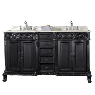 OVE Decors Trent 60 in. W x 21 in. D Vanity in Antique Black with Engineered Marble Vanity Top in White with White Basin Trent 60