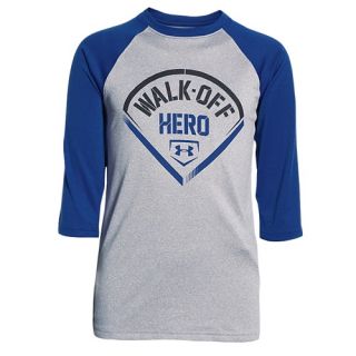 Under Armour Walk Off Hero T Shirt   Boys Grade School   Baseball   Clothing   True Grey Heather/Royal/Royal