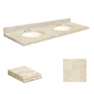 Transolid 61 in W x 22 in D Cream Natural Marble Double Sink Vanity Top