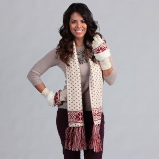Muk Luks Womens Candy Apple Gloves with Arm Warmers and Scarf Set