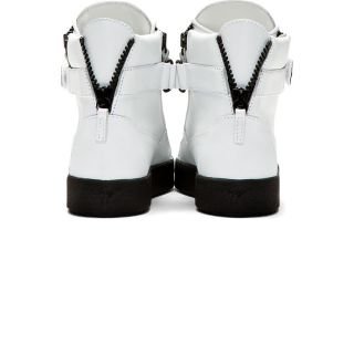 Giuseppe Zanotti White Matte Leather Birel Wedge Sneakers