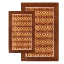 Jacquard Elegance Brown Rugs (Set of 2) (19 x 210) (26 x 42