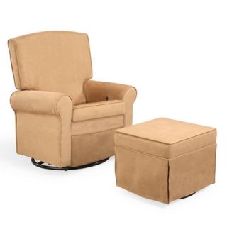 Square Back Upholstered Reclining Glider and Ottoman