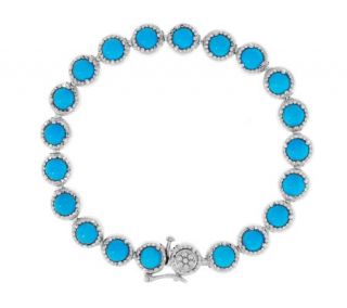 As Is Sleeping Beauty Turquoise 6 3/4 Sterling Tennis Bracelet —