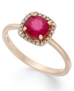 Rosa by EFFY Ruby (1 ct. t.w.) and Diamond Accent Square Ring in 14k