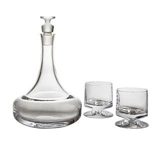 Namb Crystal Groove Decanter & Double Old Fashioned Glasses Set