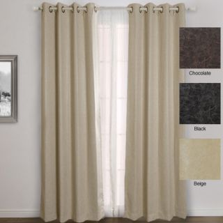 Aurora Home Faux Leather Grommet Top 84 inch Insulated Curtain Panel