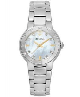 Bulova Womens Diamond Accent Stainless Steel Bracelet Watch 28mm