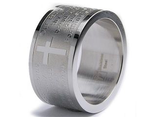 12MM Lord's Prayer Stainless Steel Ring Size 6
