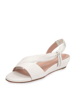 Taryn Rose Ion Leather Demi Wedge Sandal, White