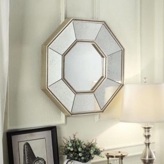 INSPIRE Q Faceted Beveled Beaded Trim Octagon Accent Wall Mirror