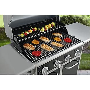 Kenmore  Black 4 Burner Gas Grill With Folding Side Shelves and lit