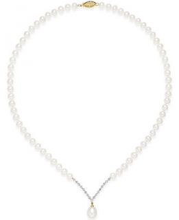 Cultured Freshwater Pearl (8mm) and Diamond Accent Necklace in 14k
