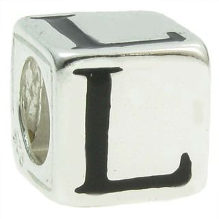 Queenberry Sterling Silver Dice Cube Letter L European Bead Charm