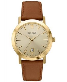 Bulova Womens Brown Leather Strap Watch 27mm 97L121