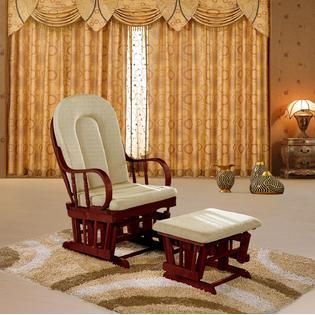 Dream on Me Colonial Glider with Matching Ottoman with Espresso Glider
