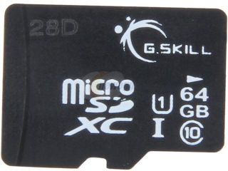 G.SKILL Mobile Devices (microSD) 64GB microSDXC Flash Card Model FF TSDXC64GN U1