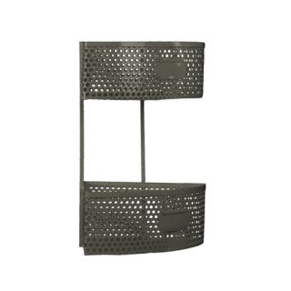 Metal Corner Shelf with 2 Tiers, Perforated Sides and 2 Card Holders