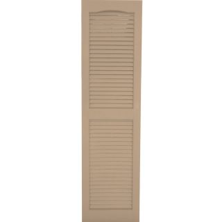 Severe Weather 2 Pack Sandstone Louvered Vinyl Exterior Shutters (Common: 15 in x 35 in; Actual: 14.5 in x 34.5 in)