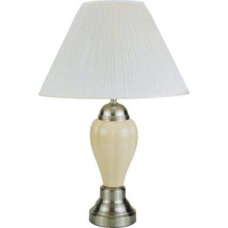 ORE International 27 in. Silver/Ivory Ceramic Table Lamp 6117SN IV