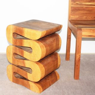 20 inch High Oak Oil Wave Accent Table (Thailand)   Shopping
