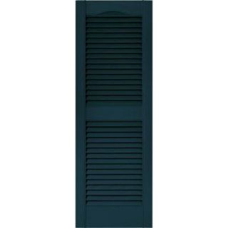 Builders Edge 15 in. x 43 in. Louvered Vinyl Exterior Shutters Pair in #166 Midnight Blue 010140043166