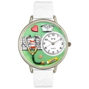 Whimsical Gifts Nurse Green Watch in Silver (Large)