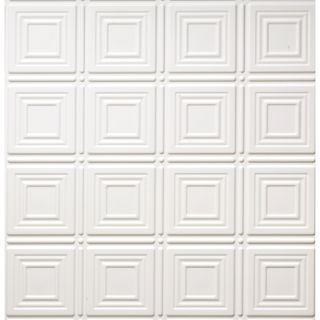 Dimensions Matte White Faux Tin 15/16 in Drop Acoustic Ceiling Tiles (Common: 24 in x 24 in; Actual: 23.75 in x 23.75 in)