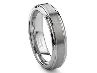 CleverEve Tungsten Carbide Ring Brushed Center 6mm Wedding Band Size 8.5