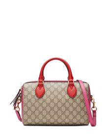 Gucci GG Supreme Top Handle Bag, Red/Pink