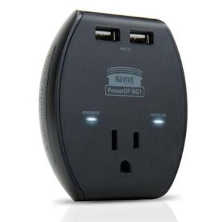 ReVIVE PowerUP NG1 3 Port AC Outlet Adapter with 5V USB Power Output , Overload Surge Protection & Compact Design   Works With Apple , Samsung , HTC and More Smartphones , Tablets , and MP3 Players