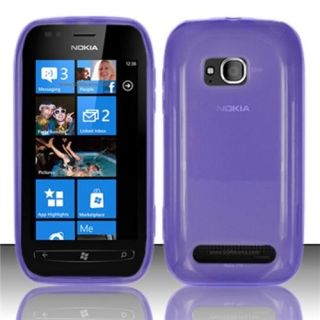 Insten Purple TPU Soft Gel Skin Case Cover w/ Matte finish For Nokia Lumia 710