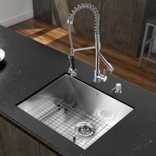 Vigo Platinum 23'' x 18'' All in One Undermount Kitchen Sink with Faucet
