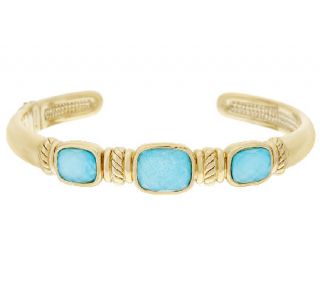 14K Gold Average Sleeping Beauty Turquoise Doublet Cuff —
