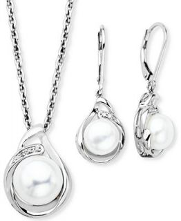 Cultured Freshwater Pearl (8mm) and Diamond Accent Jewelry Set in