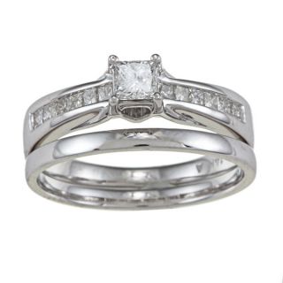 14k White Gold 5/8ct TDW Princess cut Diamond Wedding Set (I, I1
