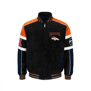 Officially Licensed NFL Colorblocked Suede Jacket   Broncos   7758311
