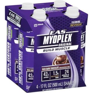 EAS Myoplex Original Ready to Drink Nutrition Shake, Rich Dark Chocolate, 500 mL (3 4 Packs)