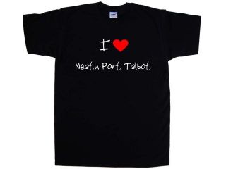 I Love Heart Neath Port Talbot Black T Shirt