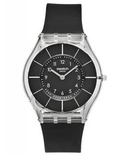 Swatch Watch, Unisex Swiss Black Classiness Black Silicone Strap 34mm