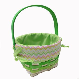 Easter Jubilee Small Chipwood Basket with Striped Green Liner