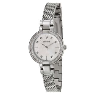 Bulova Womens Aracena 96R177 Stainless Steel Diamond Accent Watch