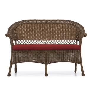 Garden Oasis  Fox River Stackable Wicker Loveseat   Brown with Red