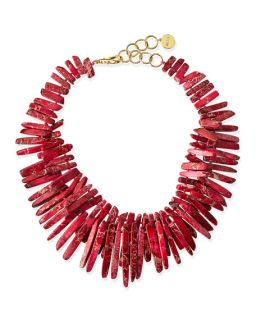NEST Jewelry Double Strand Pink Jasper Point Fringe Necklace