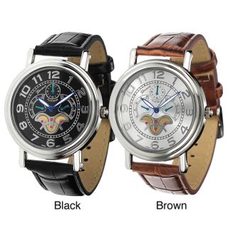 Geneva Platinum Mens Faux Leather Classic Reserve Watch  