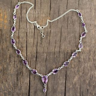 Handcrafted Sterling Silver Precious Tears Amethyst Necklace (India)