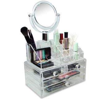 Ikee Design Acrylic Cosmetic Organizer with Two Sided Mirror