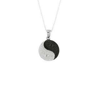 Black and White Diamond Accent Sterling Silver Ying Yang Pendant