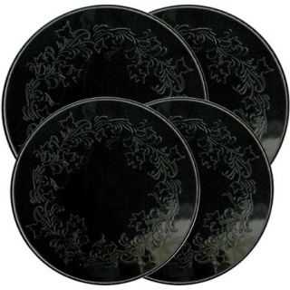 Range Kleen 4 Piece Burner Kover Set, Round, Decorative "Embossed Ivy", Black